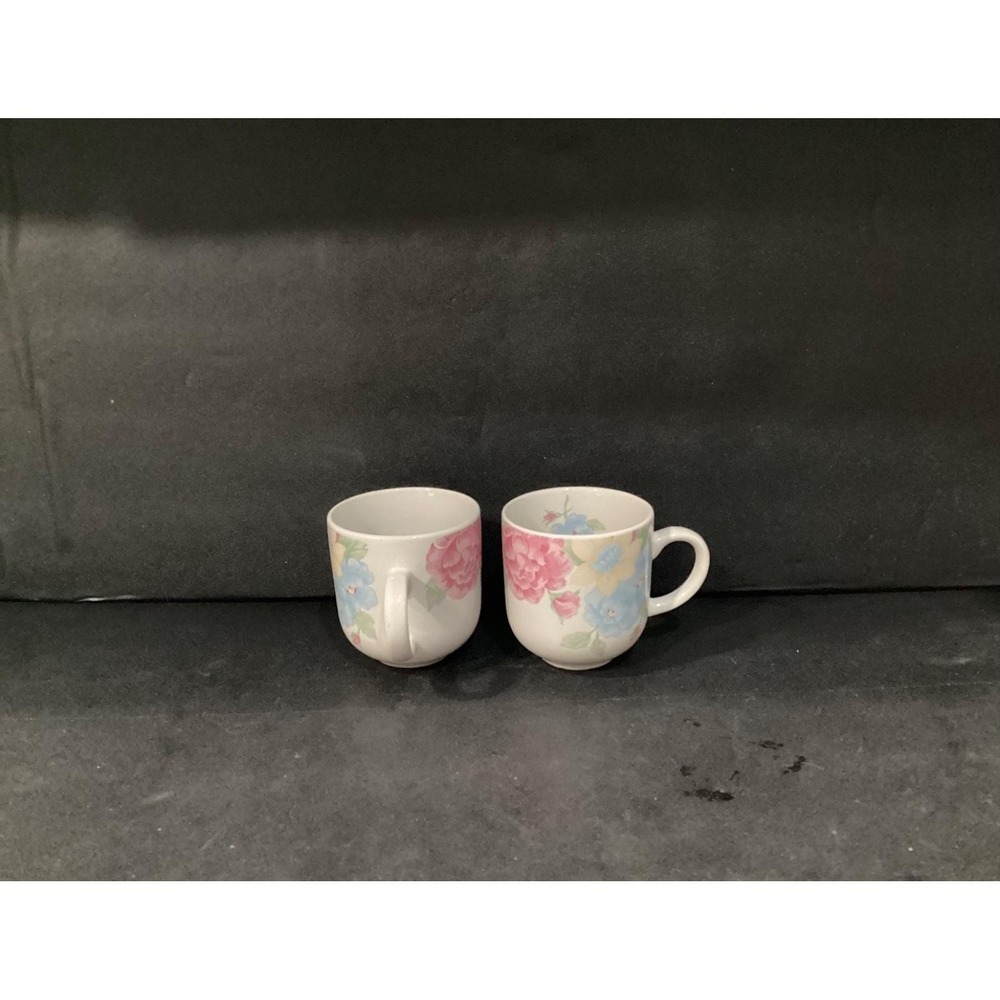 Tienshan Stoneware Floral Tea‎ Coffee Cups Set Of 2